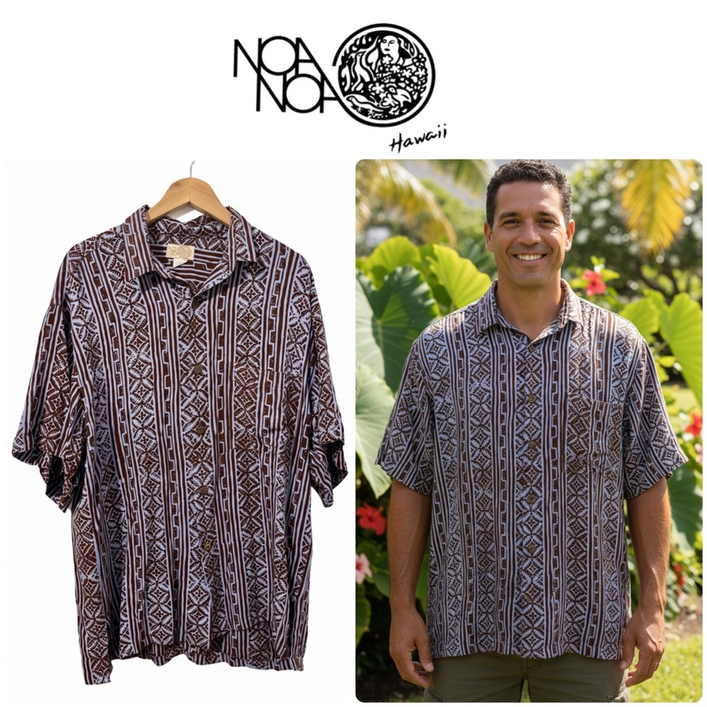 NoaNoa ✨ Hawaii • Men’s Button Down • Aloha Shirt • MEDIUM *** Note Stain